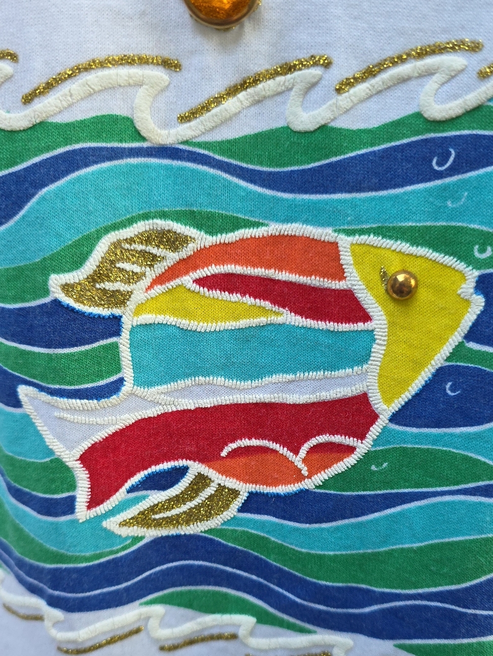 Vintage P.G.B. Embellished Tropical Fish Bathing Suit Cover Up Dress - Picture 6 of 16